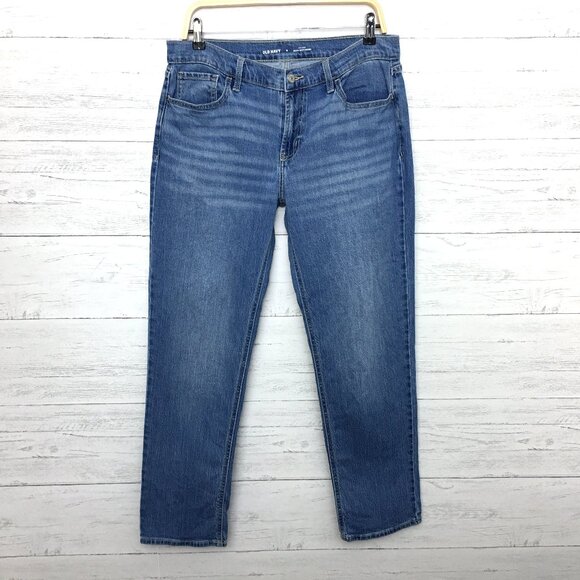Old Navy Jeans Wow Boyfriend Mid Rise Stretch Size 8 Length 30" READ DESCRIPTION - Picture 1 of 9